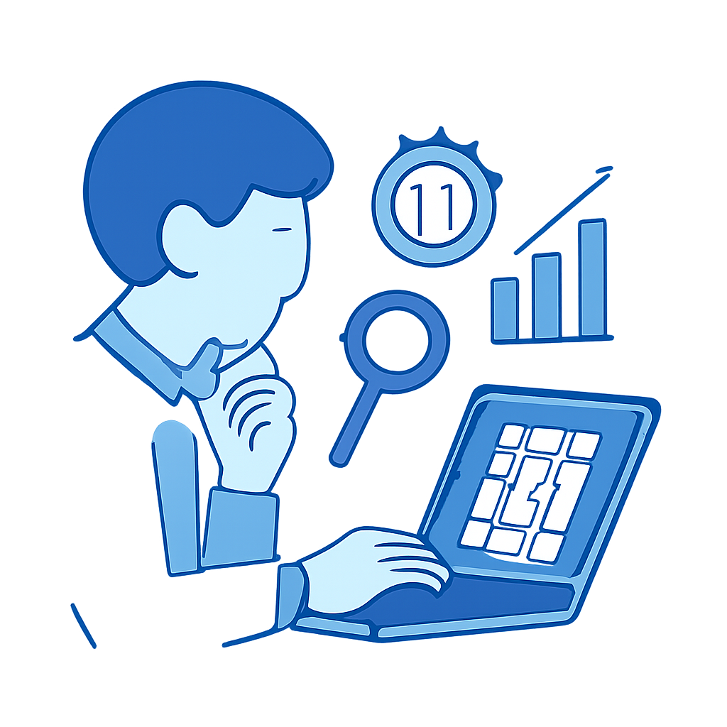 Illustration depicting steps to troubleshoot Lucky 11 login.