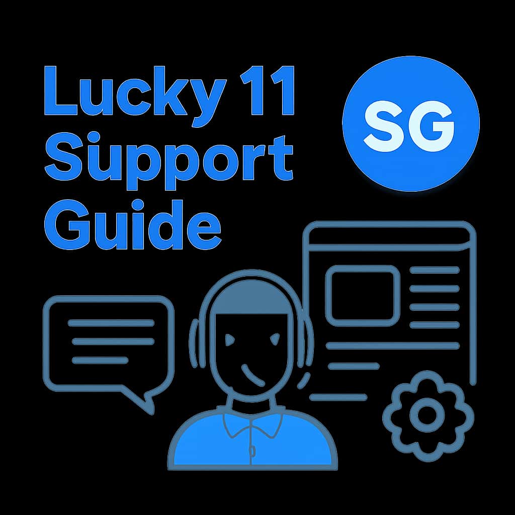 Illustration detailing Lucky 11 Support Guide topics.