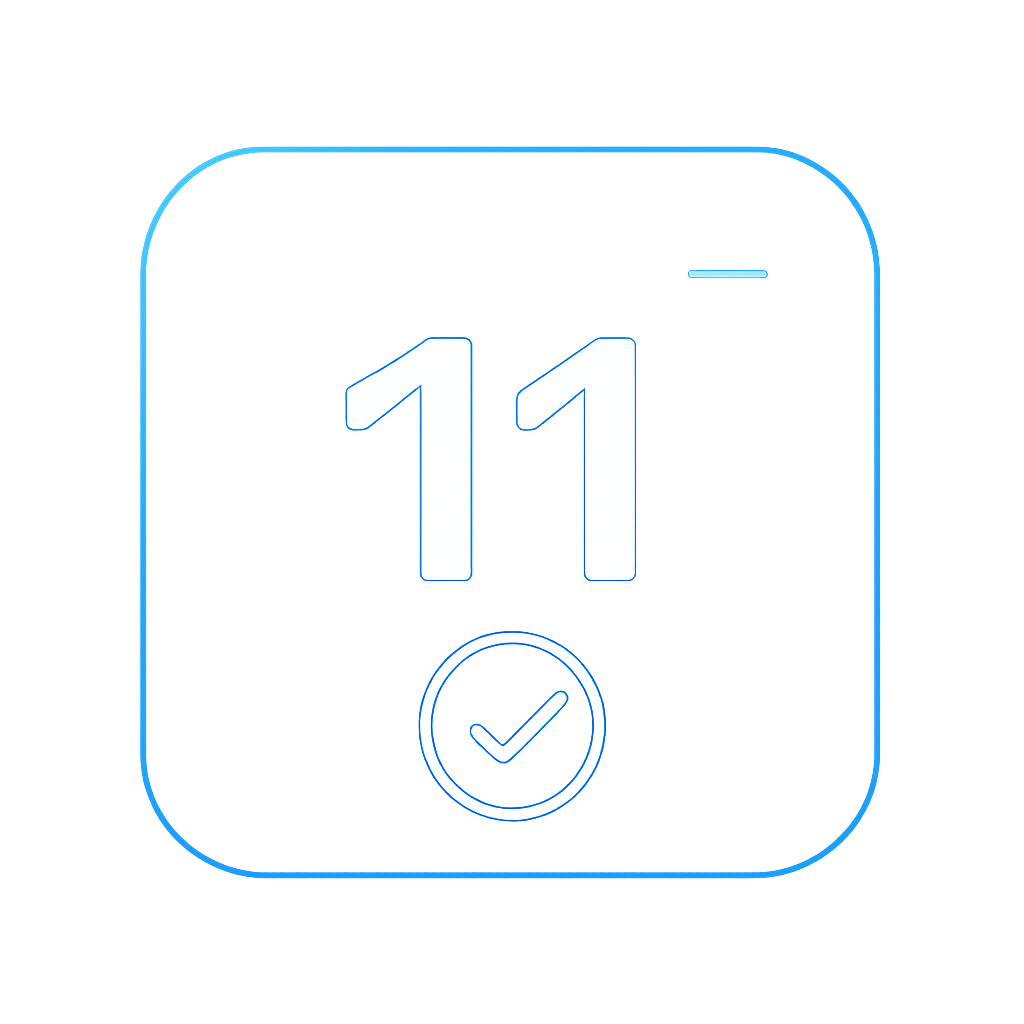 A clean, professional badge design for Lucky 11 Advanced Features.